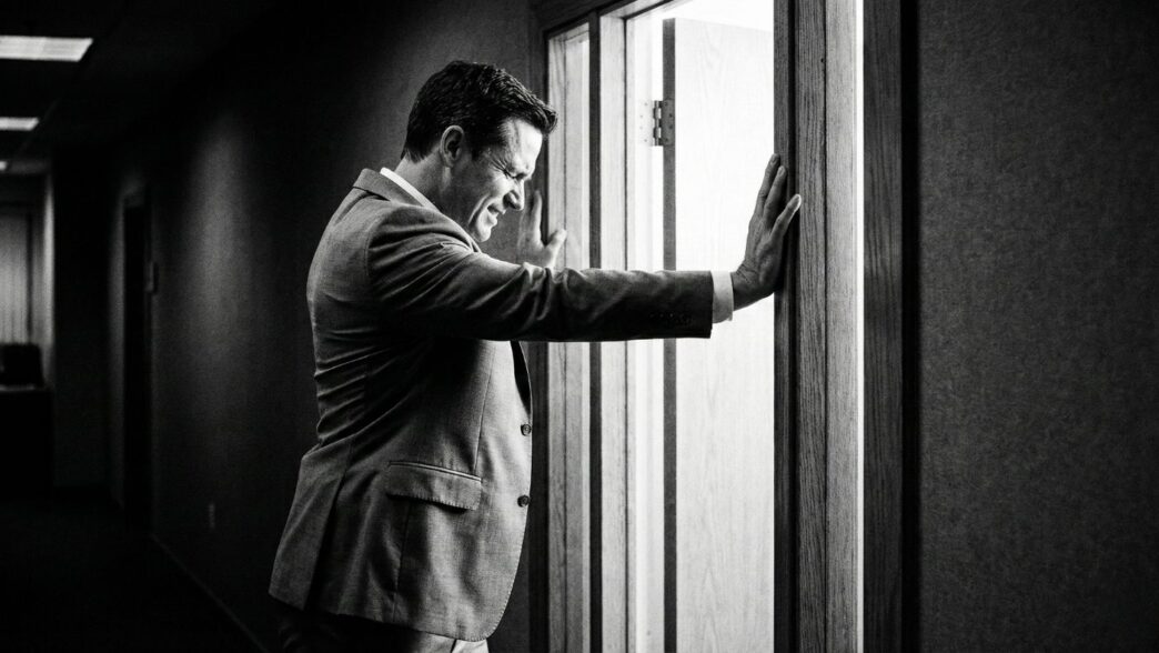 Ofis esneme hareketi yapan bir adam