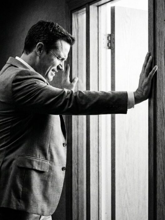 Ofis esneme hareketi yapan bir adam