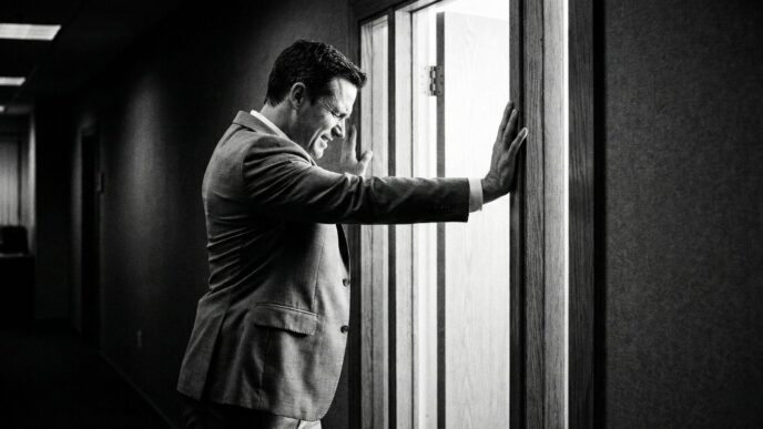 Ofis esneme hareketi yapan bir adam