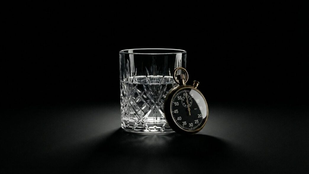 Aralıklı oruç, su bardağı ve yanında bir kronometre