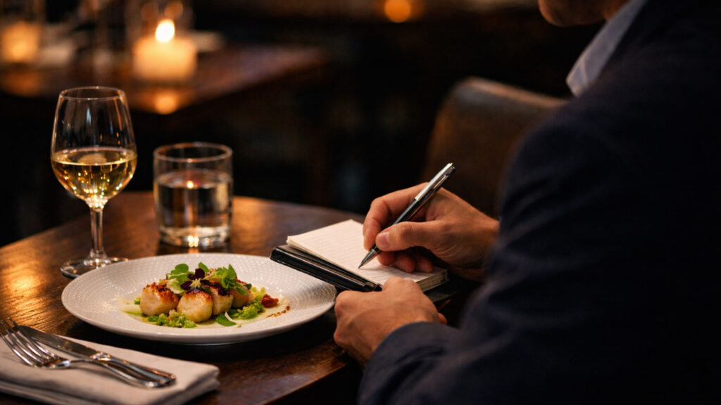 Anonim Michelin müfettişi restoran değerlendirmesi, gizli müşteri deneyimi.