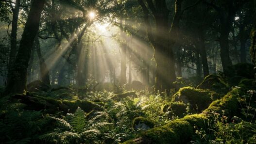 Orman banyosu, ormanda süzülen gün ışığı