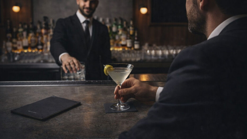 Martini siparişi veren adam ve barmen