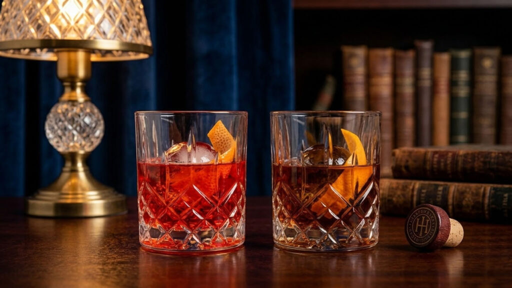 Negroni vs Boulevardier cocktail comparison gin vs whiskey classic cocktails