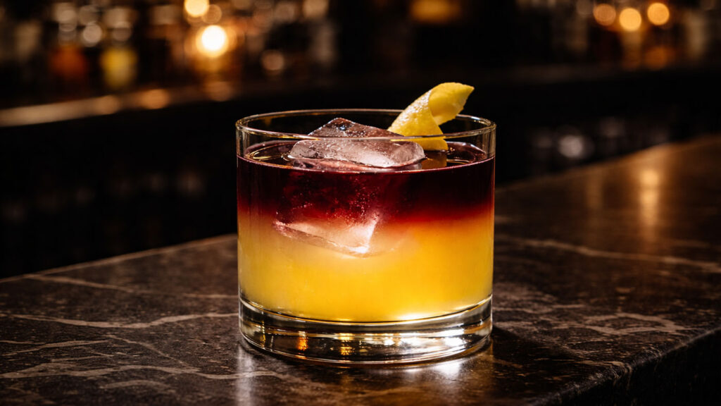 New York Sour cocktail with red wine float