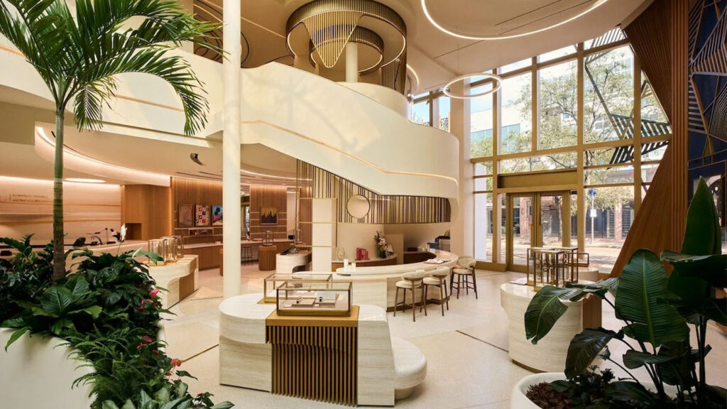 Vacheron Constantin Miami Design District boutique interior with spiral staircase and natural light atrium