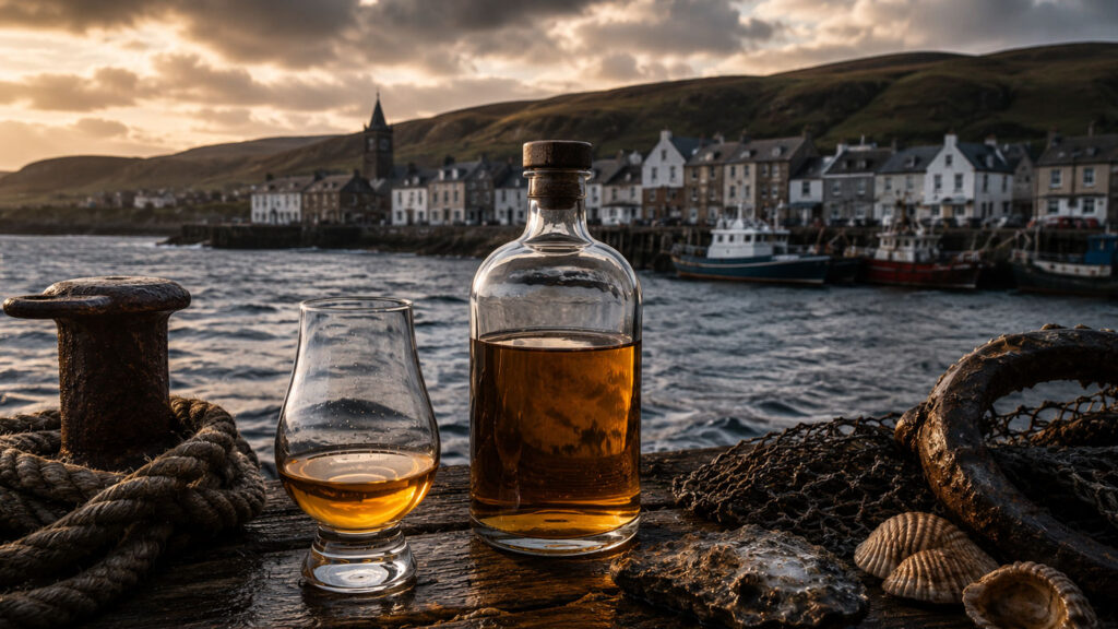 Maritime-inspired Scotch whisky scene representing Campbeltown.