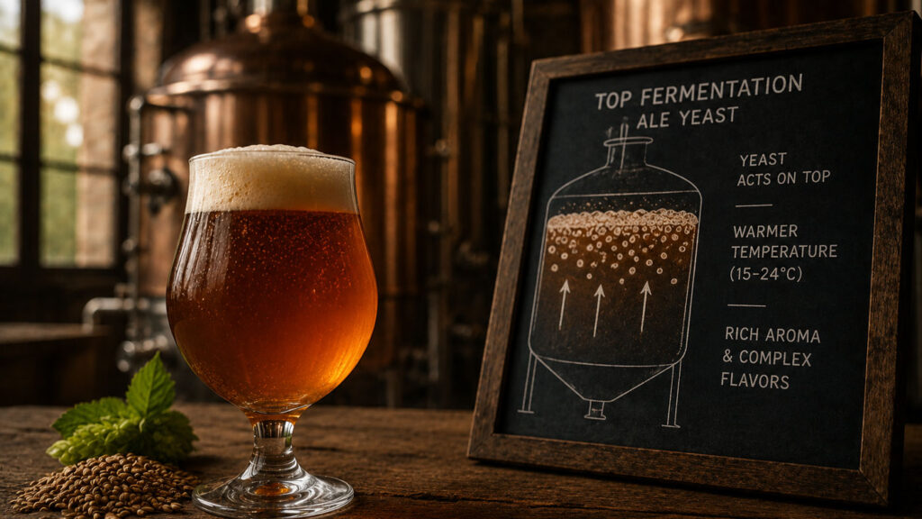Üst fermantasyon yöntemiyle üretilen artisan ale bira.