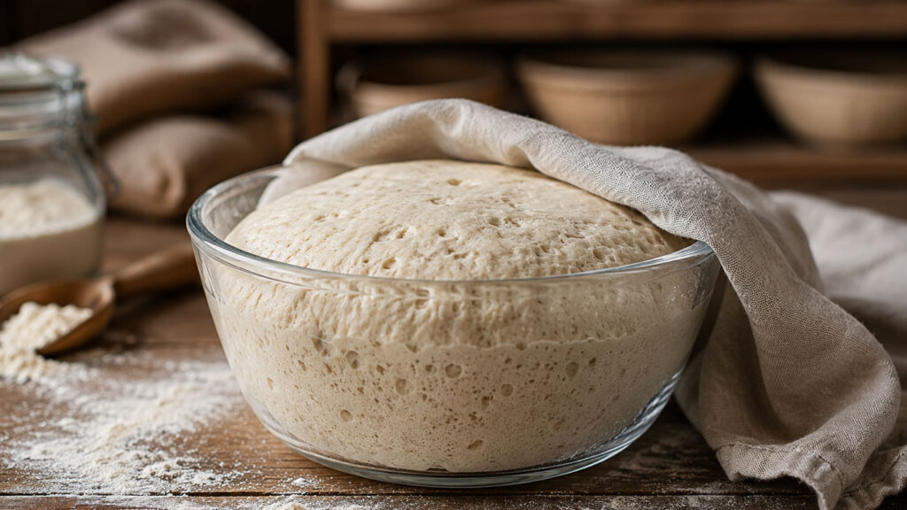 Doğal fermantasyon sürecindeki artisan hamur.