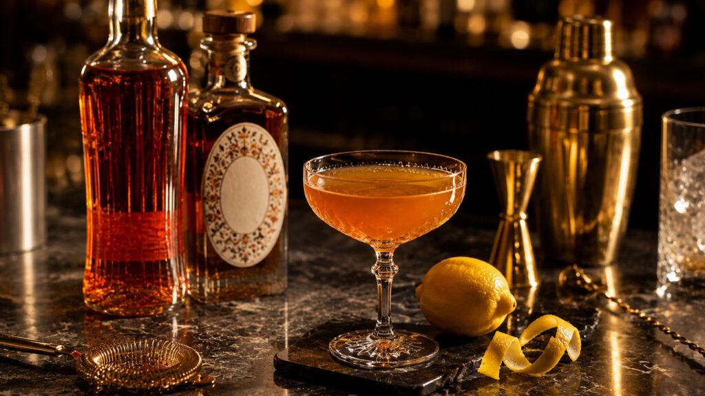 Paper Plane cocktail prepared with Aperol and Amaro Nonino.
