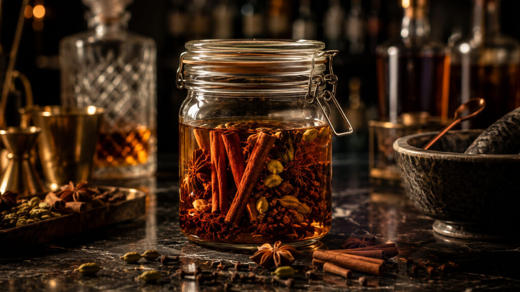Spice-based infusion process in progress.