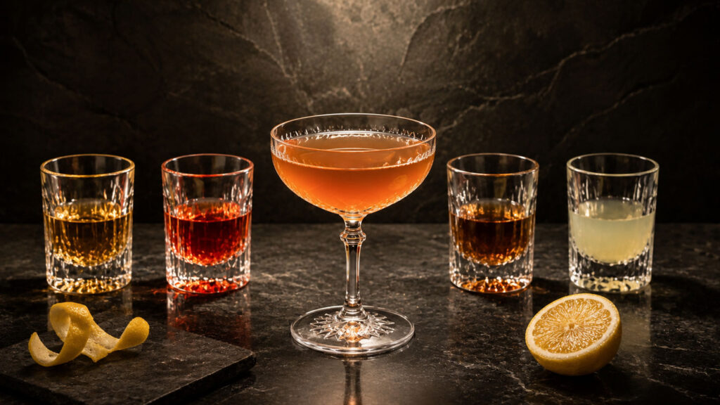 Paper Plane representing the equal-parts cocktail philosophy.