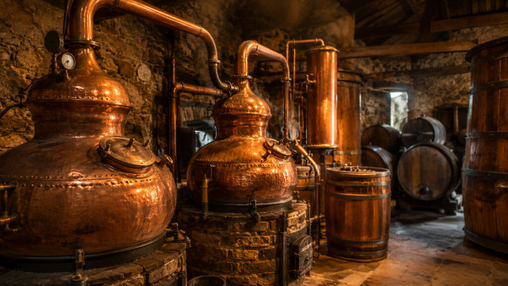Traditional Armagnac distillation.