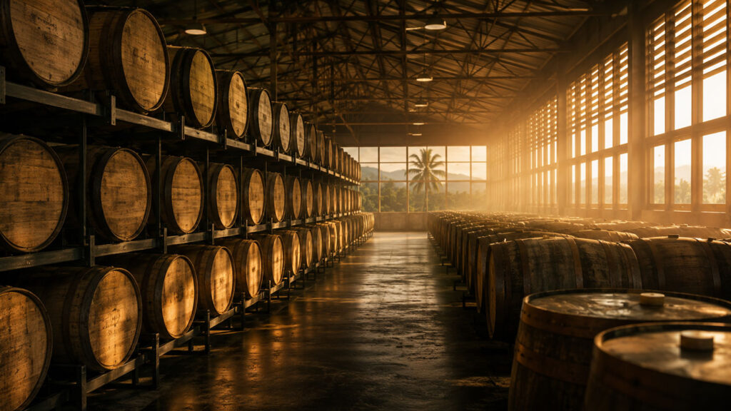 Taiwanese whisky maturation warehouse.