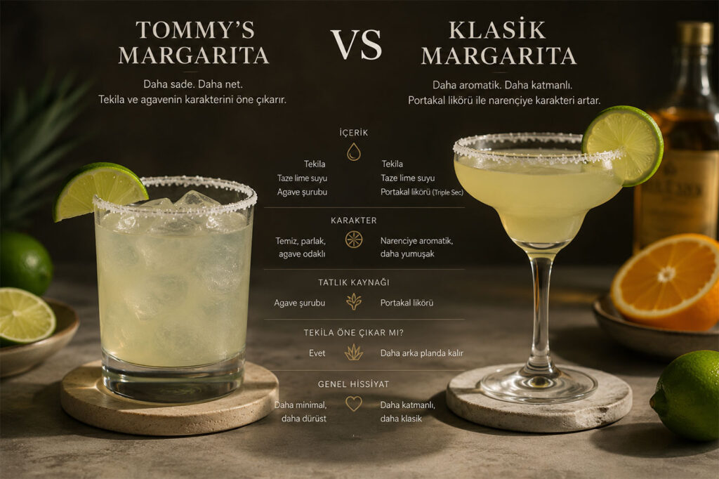 Tommy’s Margarita ve klasik margarita karşılaştırması