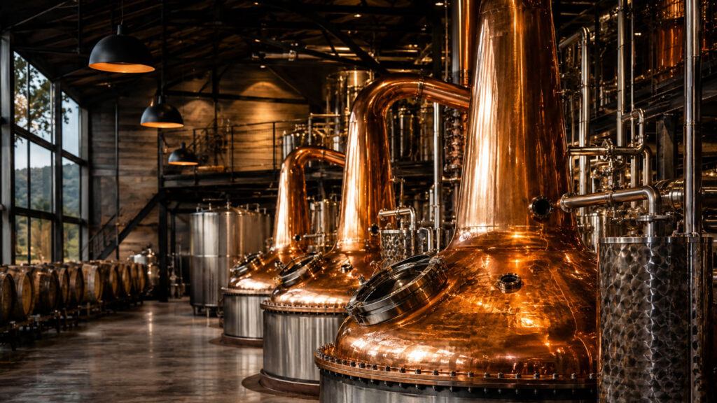 Modern whisky distillery representing the New World whisky movement.