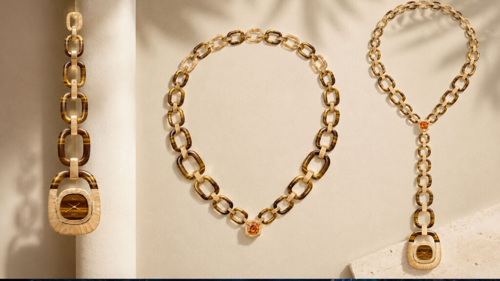 Piaget Flamboyant Links kaplan gözü ve Mandarin garnet dönüştürülebilir sautoir saat