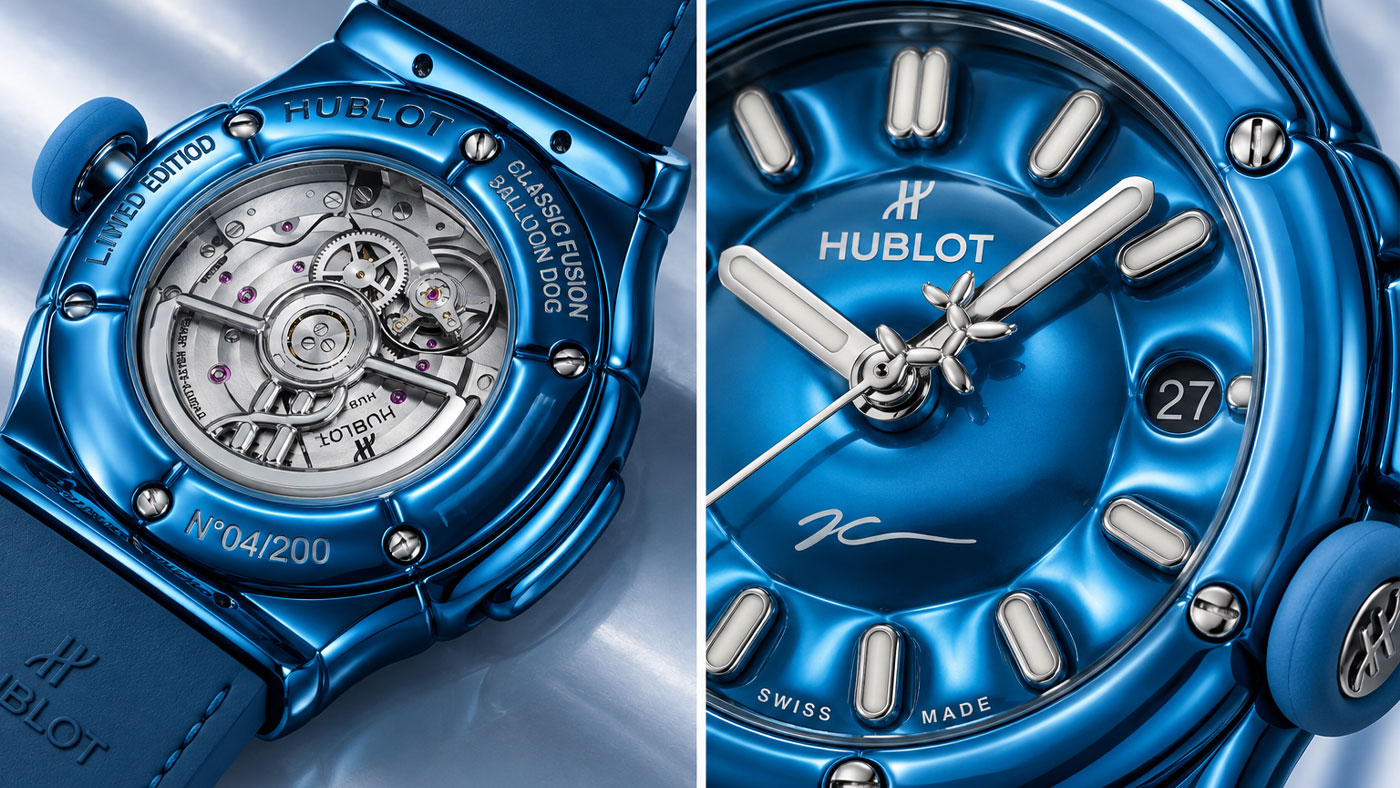 Hublot Classic Fusion Balloon Dog kadran ve arka kapak detayları