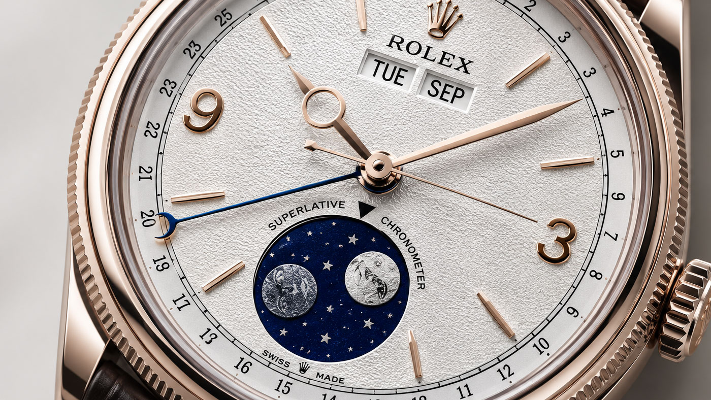 Rolex Perpetual Padellone moonphase annual calendar dial